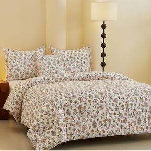 Floral Comforter Set King Size Cute Pink Garden Daisy Bedding Microfiber OW